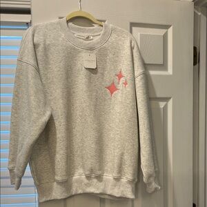 NWT Altard State Gray Sweatshirt with Pink Star Design